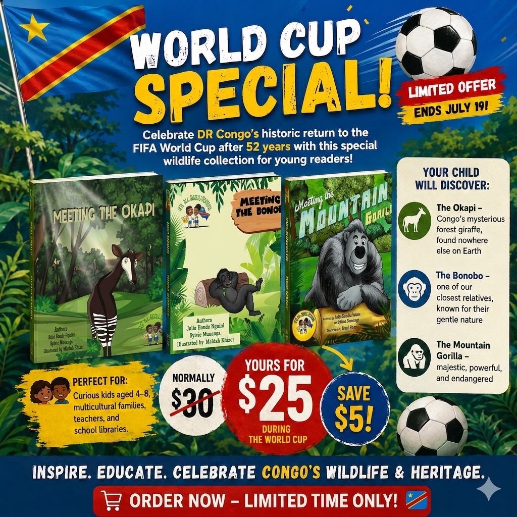 Bundle : Meeting the okapi, bonobo and mountain gorilla (English version)